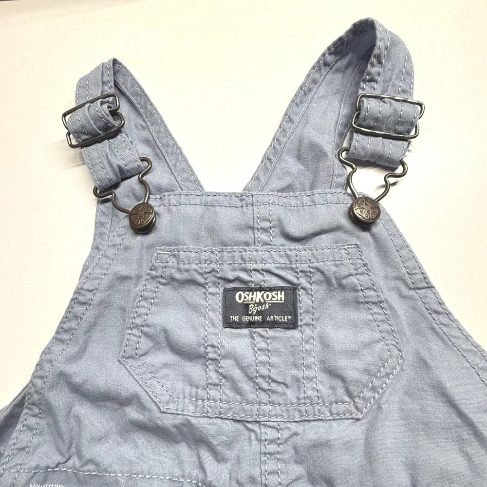 OshKosh B'gosh 18M Blue Cotton Shortalls Short Overalls Baby Unisex